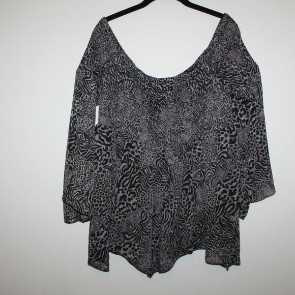 NWT Torrid Animal Print Off Shoulder Babydoll Tunic Top Plus Size 2X HW9871 - Picture 2 of 12